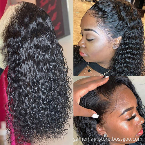 8-40inch water wave lace front wigs virgin human hair water wave Curly 180% density hd lace frontal water wave wig vendor